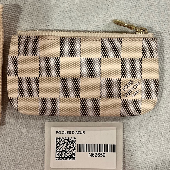 Rare Authentic Louis Vuitton Key Pouch In Damier Azur GUC - Picture 12 of 15